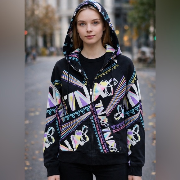 TNA Jackets & Blazers - TNA Aritzia Graphic Zip Hoodie Multicolor Logo Streetwear Small